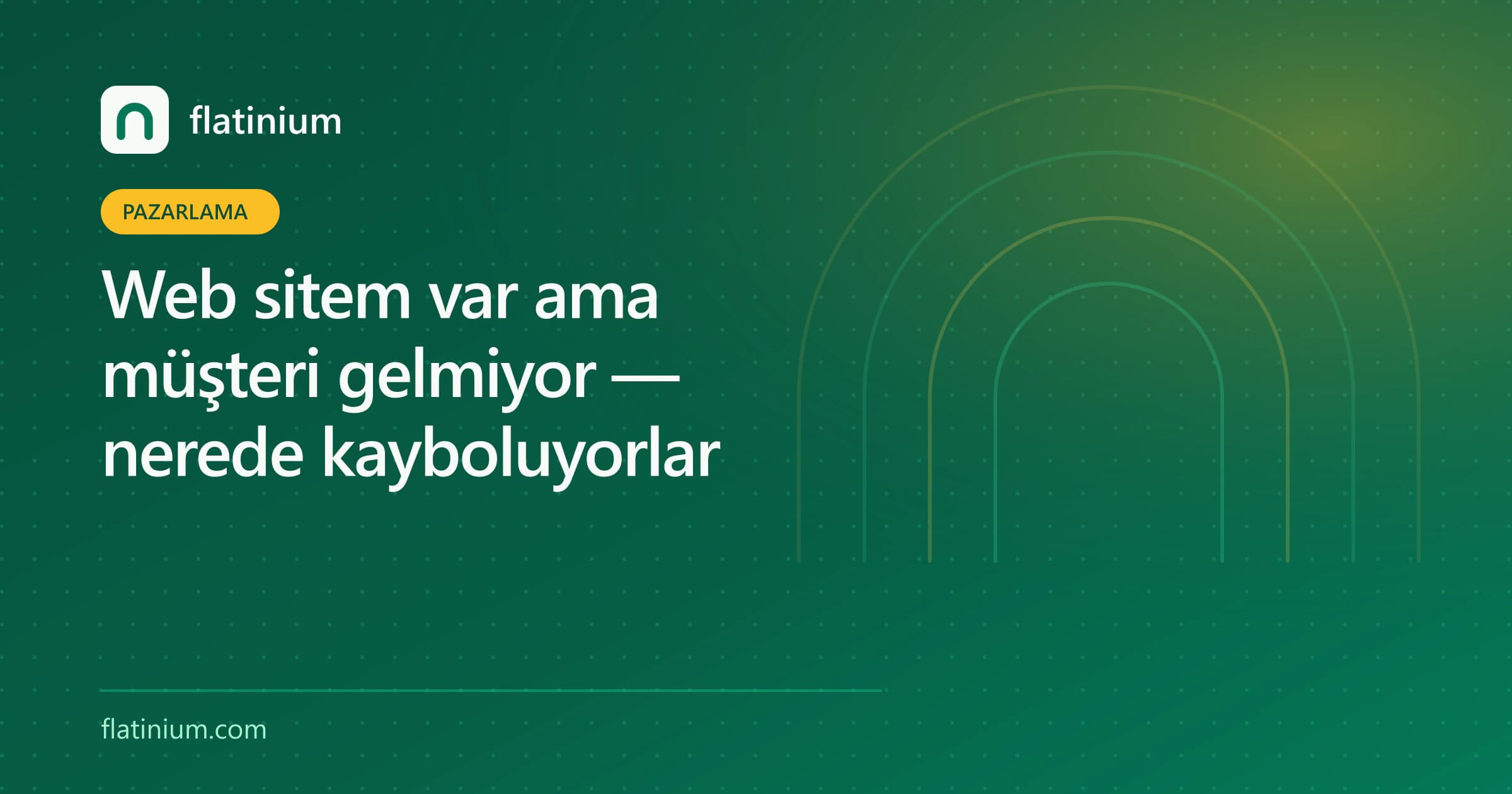 Web sitem var ama müşteri gelmiyor — nerede kayboluyorlar — Flatinium dijital pazarlama yazısının kapak görseli